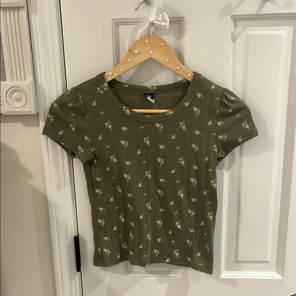 Old Navy Green Fitted Short Sleeve T-Shirt